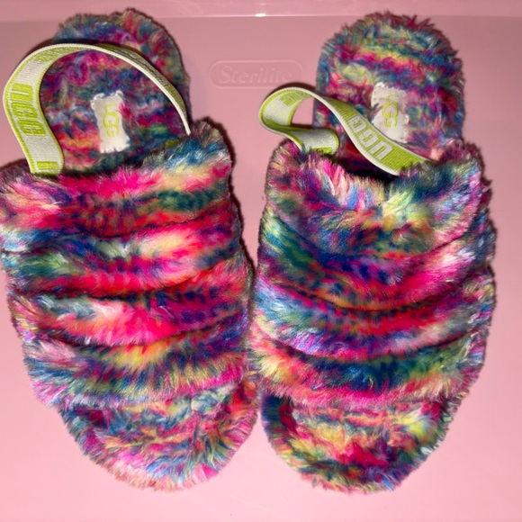 UGG Multicolor Furry Slippers - Picture 1 of 4